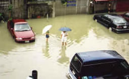 Taipei flooding caused by Typhoon Nari. In two days, 39 inches of rain fell.